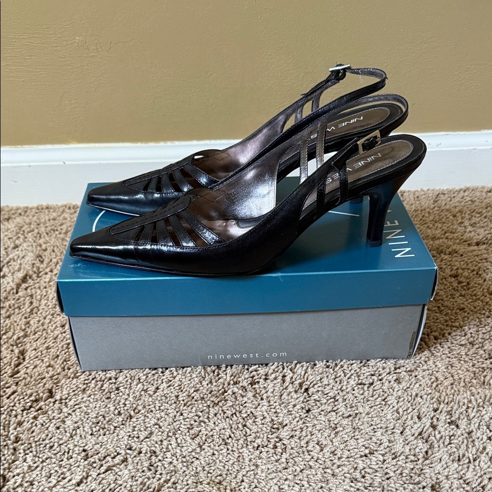 Nine West Black Strappy Heels